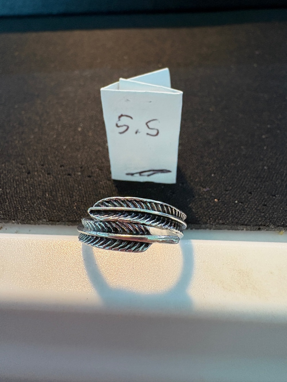 Silver Feather Wrap Ring - Size 5.5